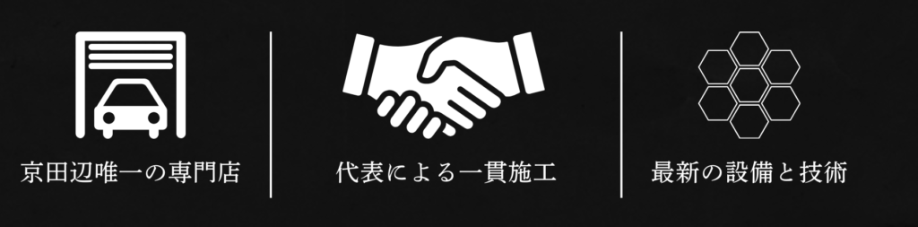 京田辺唯一の専門店
代表による一貫施工
最新の設備と技術