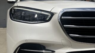 メルセデス・ベンツ Sクラスへ研磨・セラミックコーティング施工｜パールホワイト｜京都府京田辺市