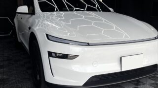 テスラ モデルYへ ガラスコーティング施工|新車|パールホワイト|京都府京田辺市