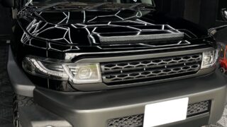 トヨタ FJクルーザーへ研磨・ガラスコーティング施工｜ブラック｜京都府京都市