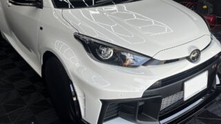 トヨタ GRヤリスへ研磨・セラミックコーティング施工|パールホワイト|京都府京都市